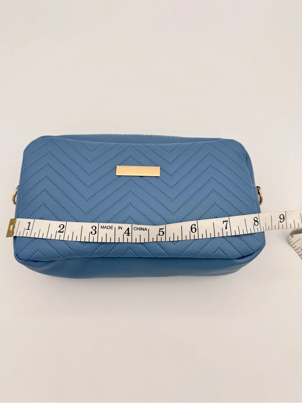 Light Blue Quilted Crossbody Travel Makeup Bag with Matching Strap NEW
